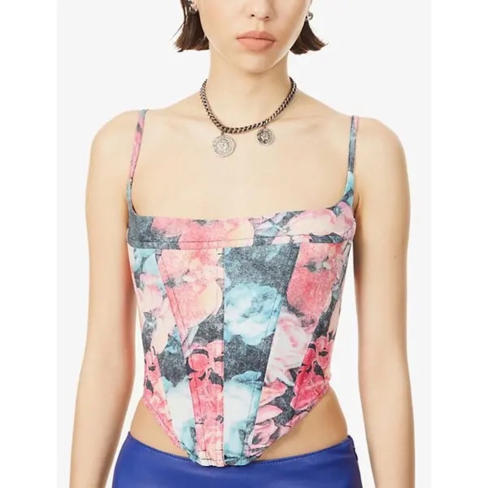 Miaou Decades Rose Venus Corset Stretch-Woven Top. Size XS